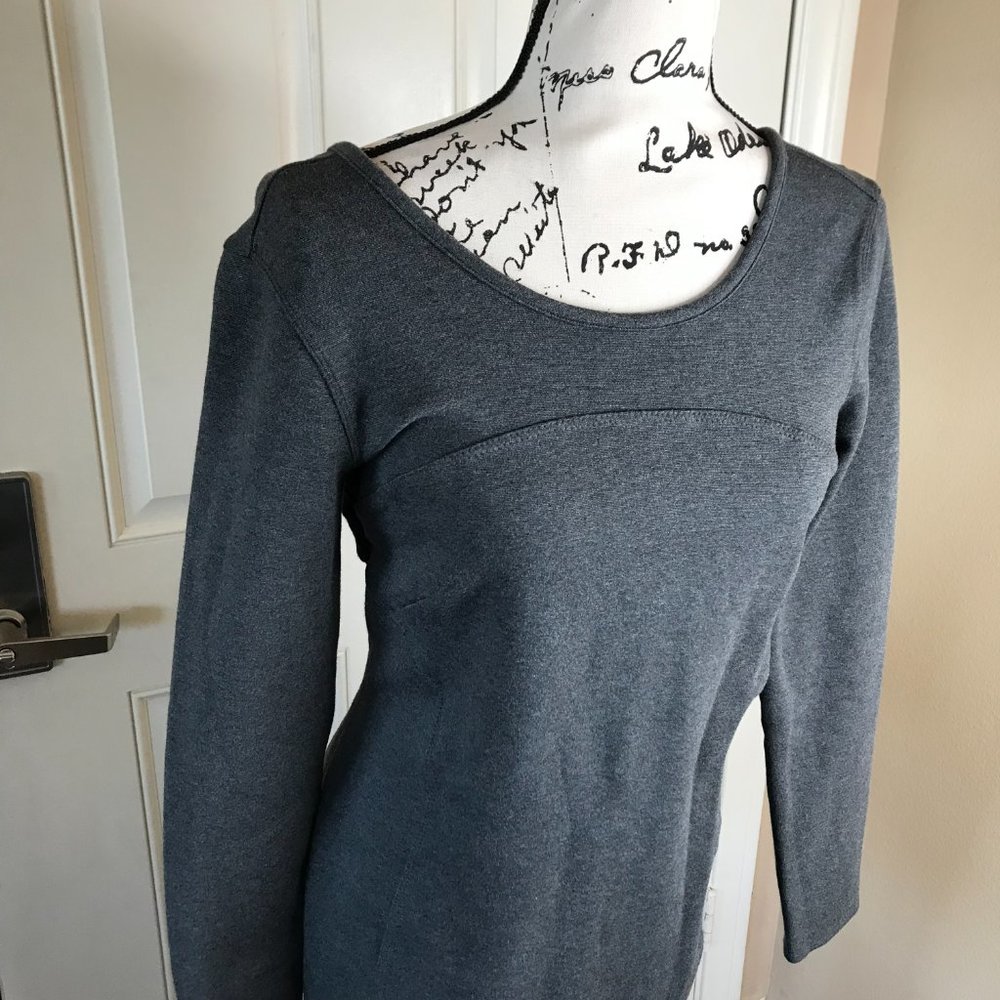 Athleta Illusion Long Sleeve Bodycon Dress Charcoal Grey - Picture 2 of 6
